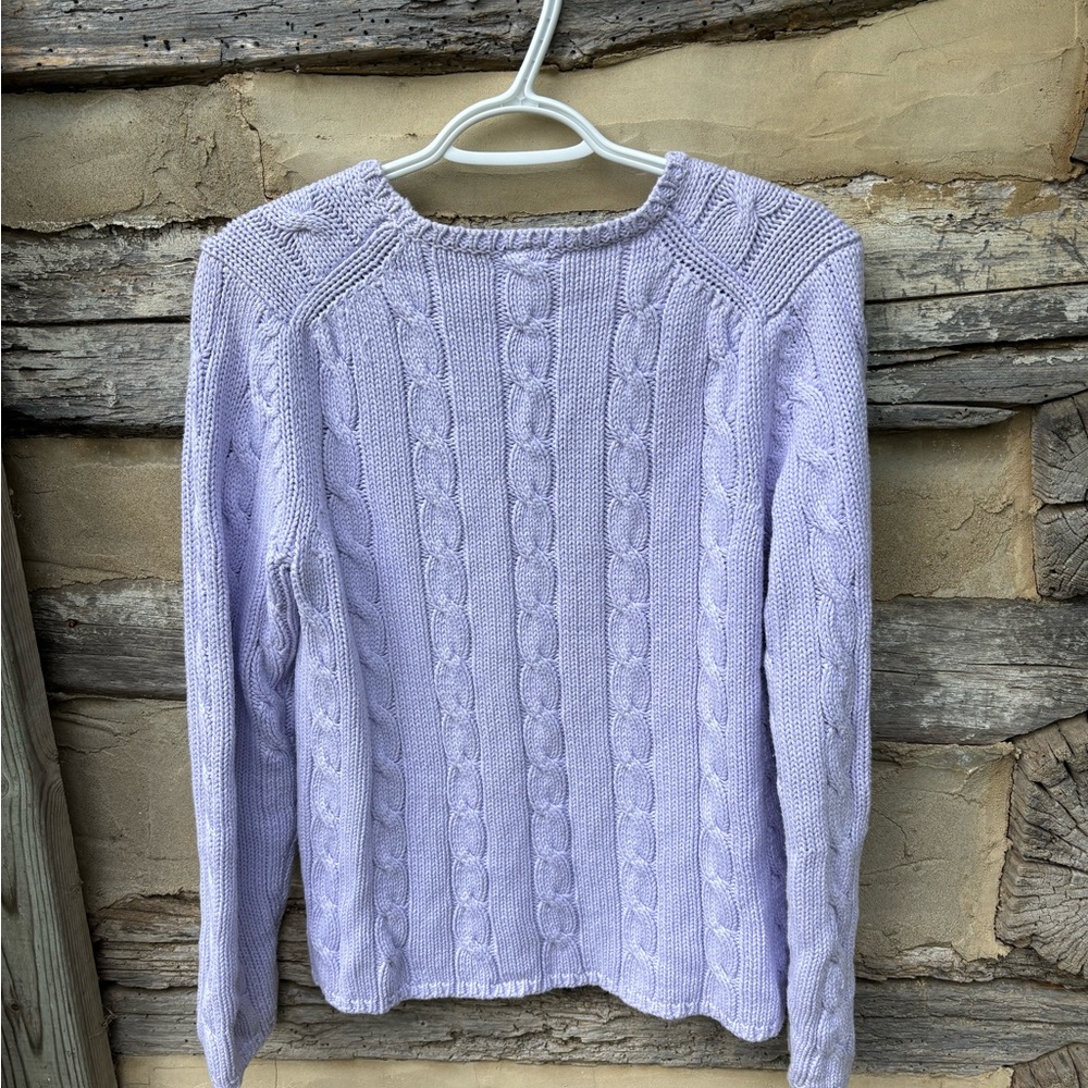 GAP Women's Lavender Cable Knit Crew Neck Sweater Size L - Picture 2 of 7